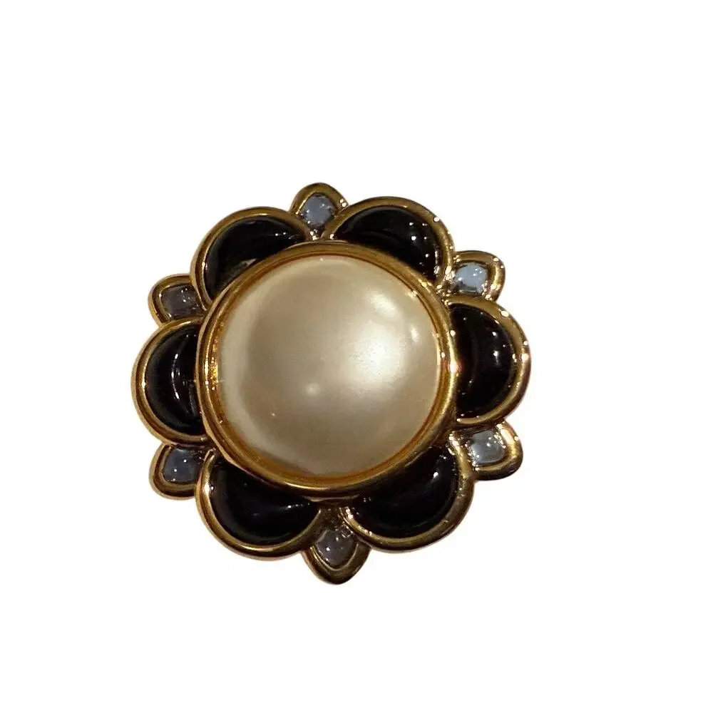 Lele Sadoughi Midnight Pearl Eva Button Clip-On Earrings NWT